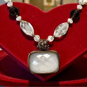 Barse Rock Crystal and Genuine Bronze Necklace one of a kind.
